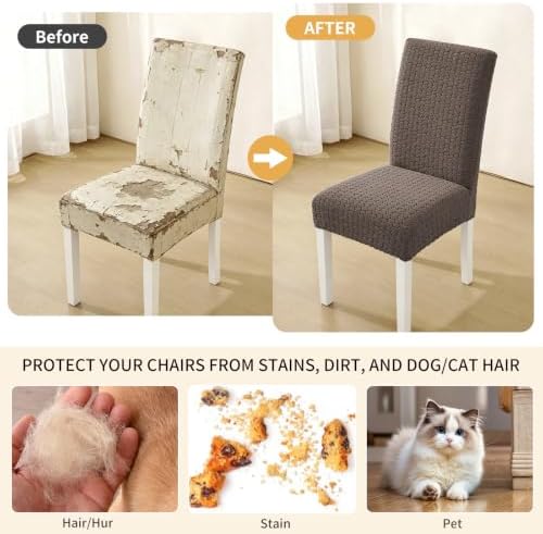 Dining Chair Covers Set of 6,Stretch Chair Covers for Dining Chair