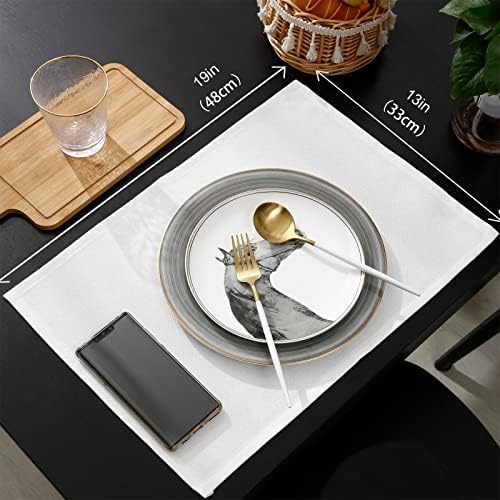 Solid White Table Mats Set of 4 With Table Runner 90 Inches