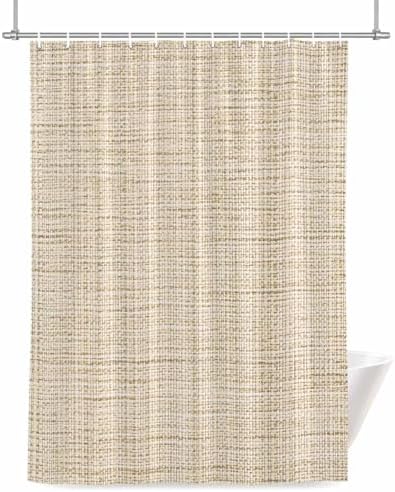 Minimalist Beige Shower Curtain for Bathroom Modern Rustic Solid Linen
