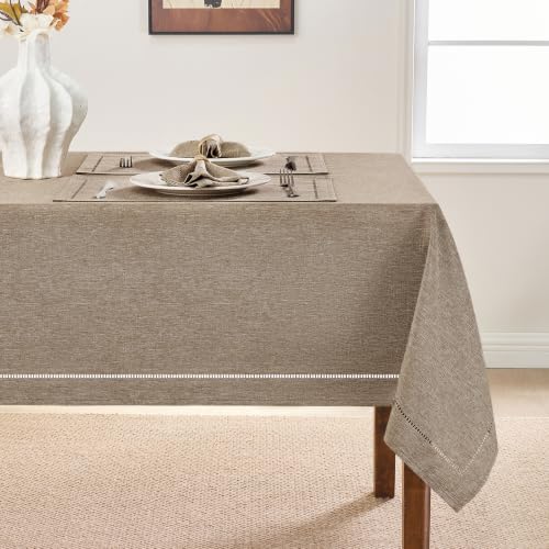 Flaxen 52x70 Rectangle Polyester Linen Farmhouse Tablecloth