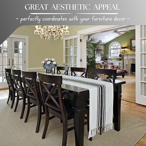 Native Fab Black Stripe Table Runner - 90 Inches Long Boho Table