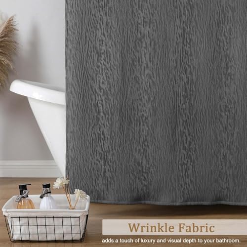 Aiyufeng 3D Textured Grey Shower Curtain for Bathroom, Fabric Shower