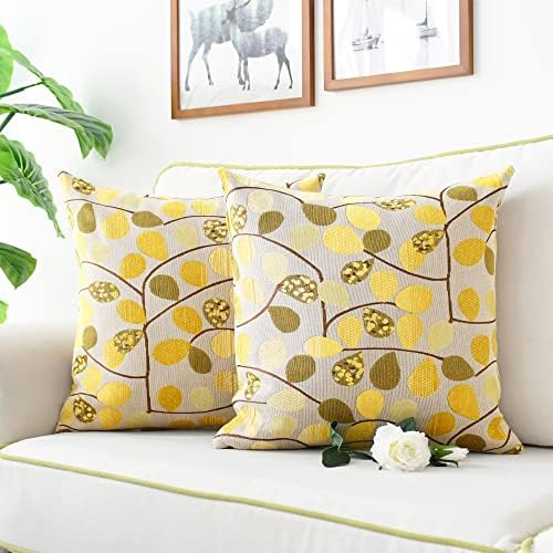CaliTime Decorative Throw Pillow Covers 20 X 20 Inches Ecru Gold