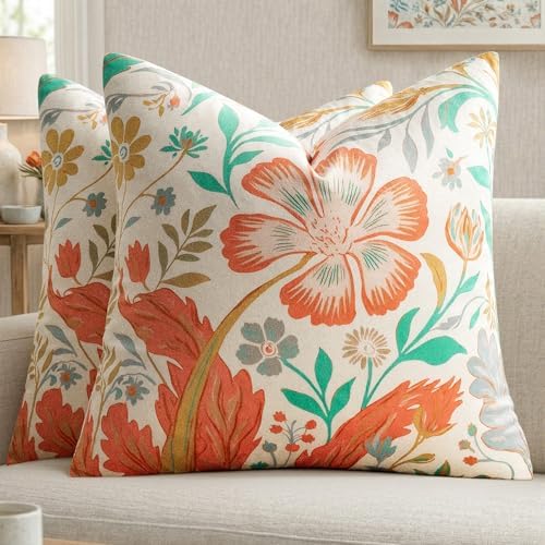GIGIZAZA Decorative Floral Throw Pillow Covers 18x18 Velvet Pack of 2