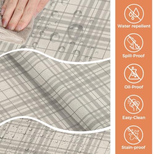 Minimalist Gray Stripe on Beige Rectangle Tablecloth 60x120 Inches
