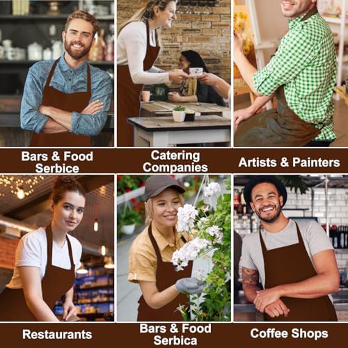 12Pack Bib Apron,Aprons with 2 Pockets,Aprons Bulk,23.2 x 28 Inch
