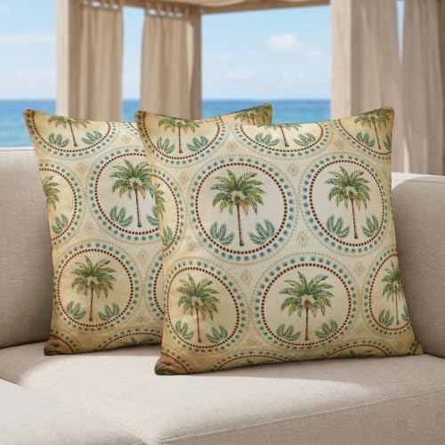 Vintage Date Palm Trees Pillow Covers 16x16 inch Set of 2 Summer