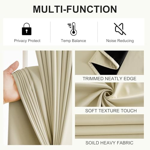 NICETOWN Cream 100% Blackout Window Curtains 84 inches Long 2 Panels