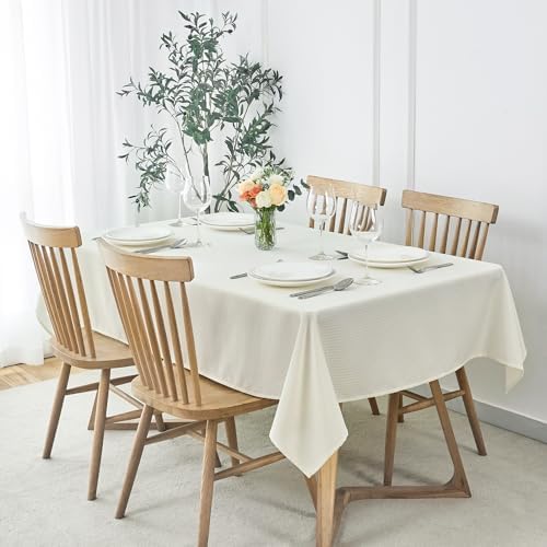 maxmill Weaved Texture Rectangle Tablecloth Water Resistant Wrinkle