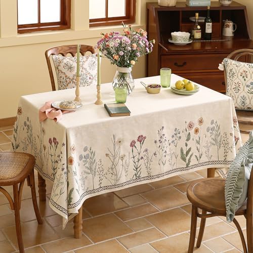 ISAENNE Designer Vintage Square Large Floral Tablecloth,67"x67"