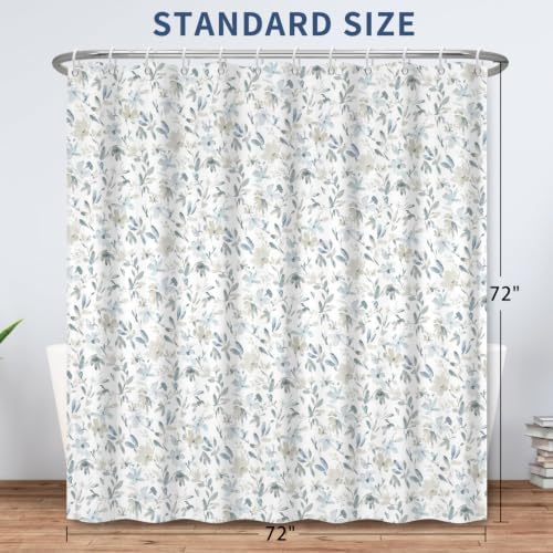 Leowefowa Neutral Floral Shower Curtain 72x72 Inch, Beige Gray