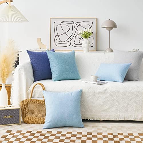 Home Brilliant Linen Decorative Pillow Cover Burlap Denim Throw Pillow