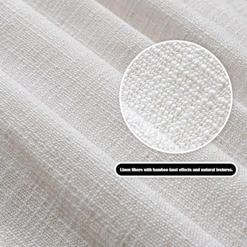 LUSTROWIN Ivory White Natural Linen Curtains 120 Inches Long - Light