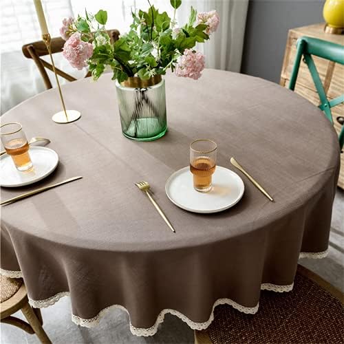 Linen Round Tablecloth Waterproof Wrinkle and Stain Resistant Washable