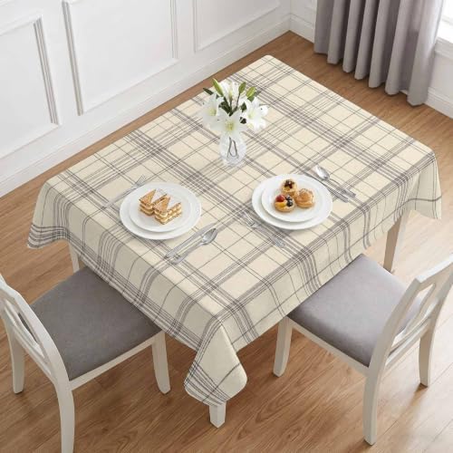 Minimalist Farm Lattice Grid Table Cloth 52x70in, Waterproof Rectangle