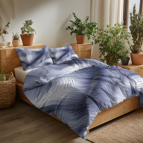 Ultra Soft Gray Duvet Cover Queen Size, Printed Bedding Set 3 Pieces