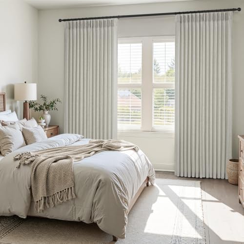 Topfinel Light Grey Pinch Pleated Linen Curtains 105 Inch Length 2