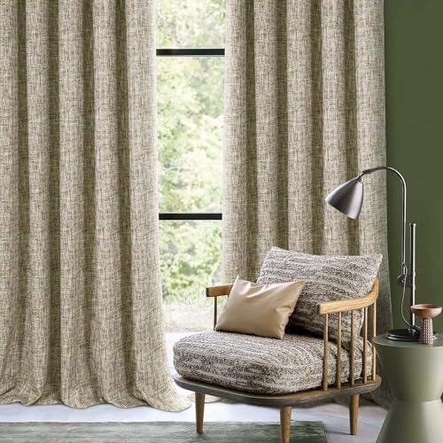always4u 100% Blackout Curtains, Textured Drapes Linen Look for