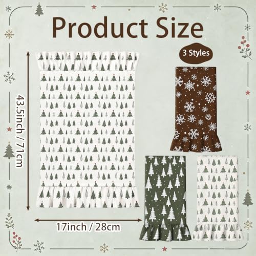 Fanfanwin 3 Pcs Christmas Kitchen Towels Set, 100% Cotton Ruffled 17"