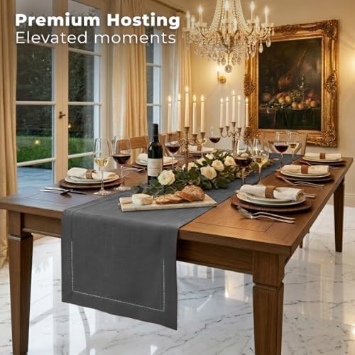 Signature LinenTM by D'Moksha, Linen Charcoal Gray Table Runner 14x72