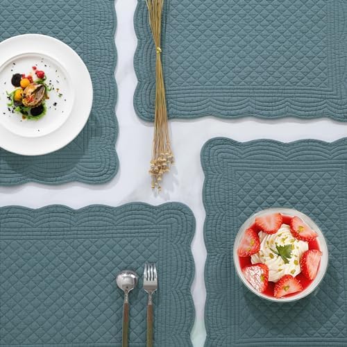 MABOZOO 100% Cotton Quilted Placemats Set of 6,Washable Cloth Table