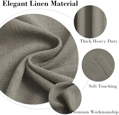 cololeaf Linen Curtains 108 inches Long Neutral Pinch Pleat Draperies