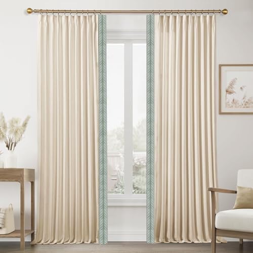 Embroidery Trim Linen Pinch Pleated Curtains, Gorgeous Window Panels