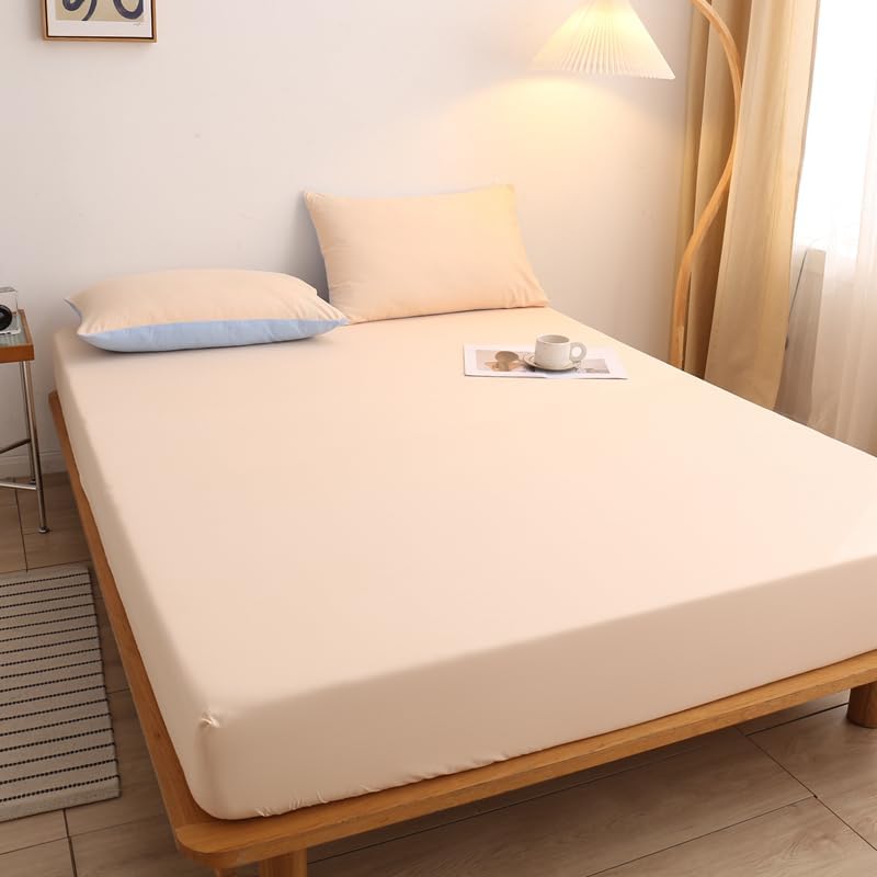 Fitted Sheet Only, Deep Pockets 11 Inches (Beige,Cal King 78"x86")