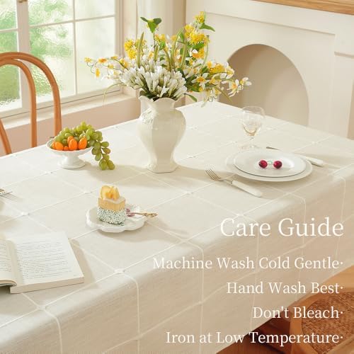 Zobesta Linen White Table Cloth Rectangle Table 53x70 Inch