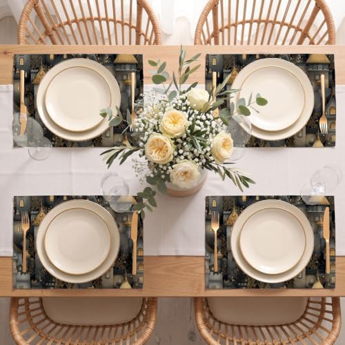 Placemat Set of 12 Washable Linen Textured Place Mats for Dinner