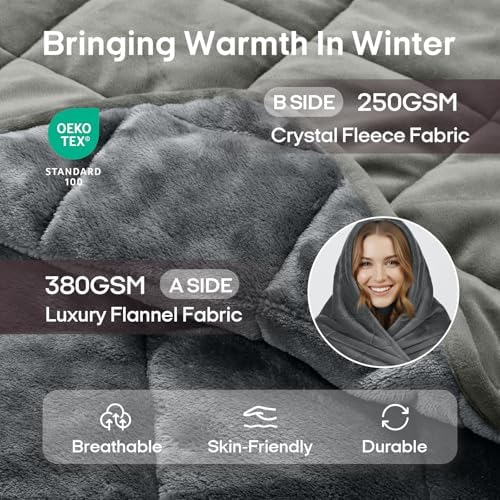 ZonLi Weighted Blanket for Adults (60"x80",20lbs, Warm Grey)