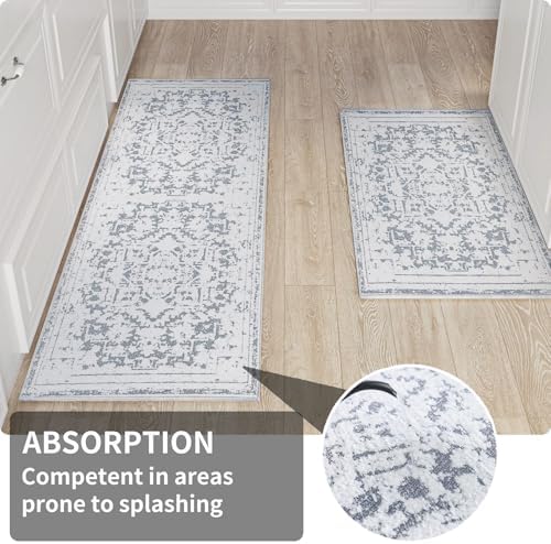 Vintage Runner Rug Non Slip for Hallway Bathroom Kitchen 2x6 ft, Ultra