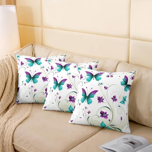 Erosebridal Flying Butterflies Throw Pillow Covers Set of 2,Botanical