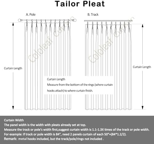 cololeaf Grey Curtains 52" Wx108 L Extra Long Linen Textured Pinch