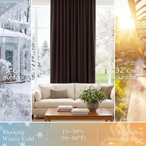 PONY DANCE Bedroom Blackout Curtains - 42 W x 72 L, Brown Window