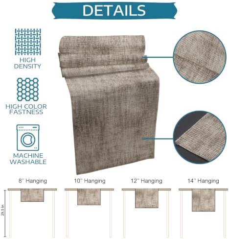 Brown Beige Table Runners 90 Inches Long, Farmhouse Linen Texture