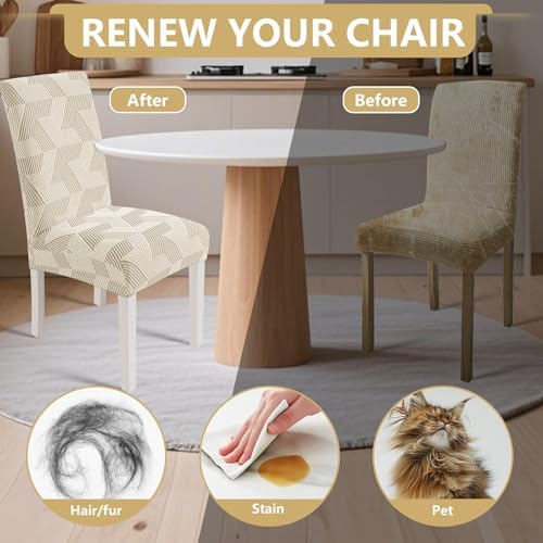 JIVINER Stretch Dining Chair Slipcovers Set of 2, Geometrical Jacquard