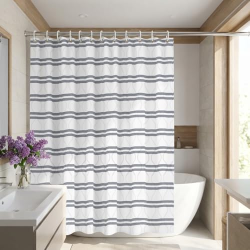 Modern Minimalist Geometric Wave Shower Curtain - Waterproof Polyester