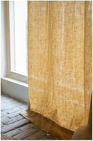 100% Natural Linen Curtains 84 Inch Length for Living Room 1 Panel
