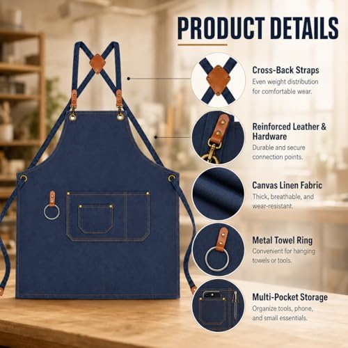 Personalized Canvas Apron for Men Women Custom Printing Name Heavy
