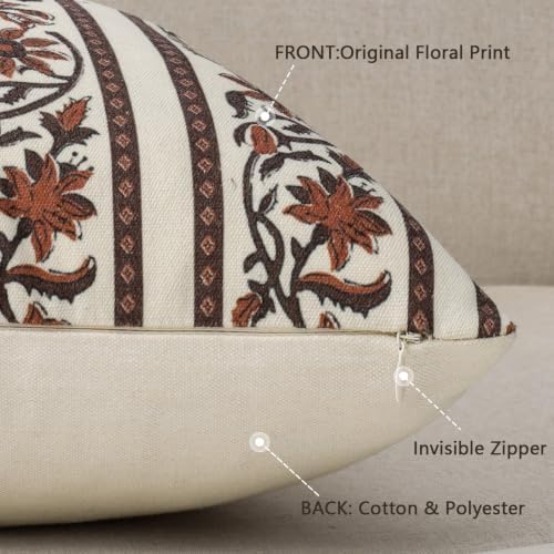 YCOLL Vintage Striped Floral Fall Pillow Covers 20x20 Set of 2