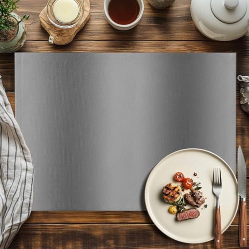 Gray Gradient Texture Placemats Set of 8, Abstract Ombre Grey Washable