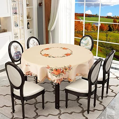 Simhomsen Large Embroidered Fall Autumn Harvest Pumpkins Tablecloth
