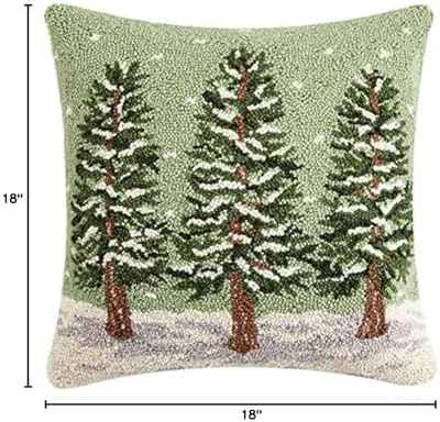 Peking Handicraft Winter Woods Wool Throw Pillow, 18" x 18"