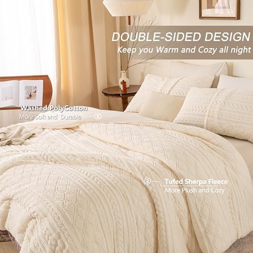Luxurious Look Warm Plush 3D Jacquard Boho Sherpa Fleece King