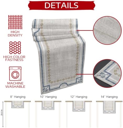 Ivory White Farmhouse Table Runner 72 inches Long Linen Texture