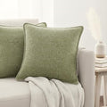 22x22 Pillow Cover Set of 2 Olive Green Soft Textured Chenille Comfy