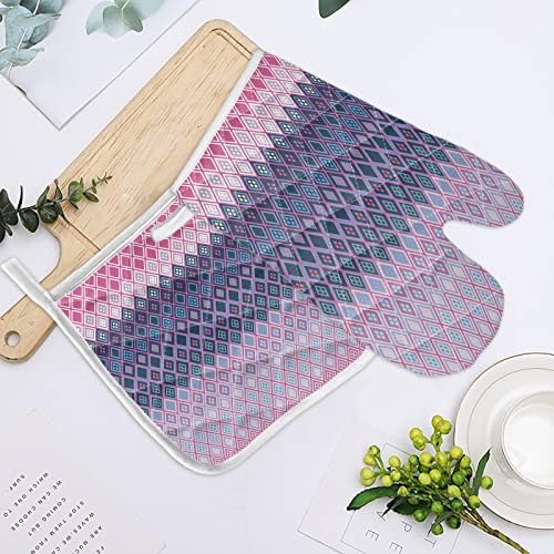 Quilted Cotton Terry Cloth Oven Mitt, Pot Holder Ombre Pink Grey