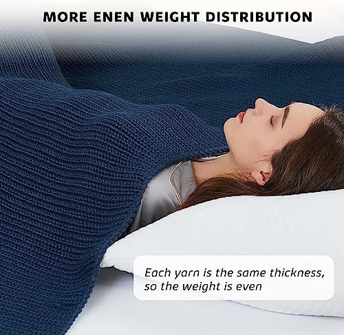 L'AGRATY Knitted Weighted Blanket - 50"x60" 7lbs Cooling Chunky Knit