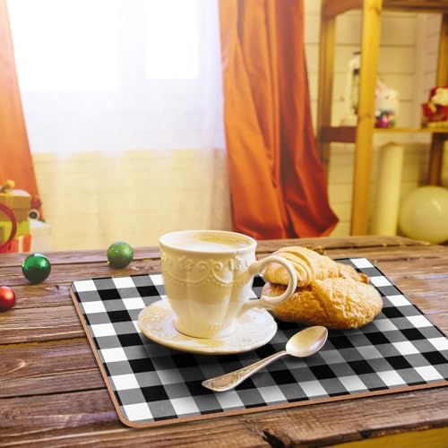 Plaid Cork Placemats Set of 8 Gingham Placemats 16 x 12'' for Kitchen